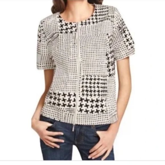 Houndstooth CAbi Zip Up Blazer L - Picture 1 of 11